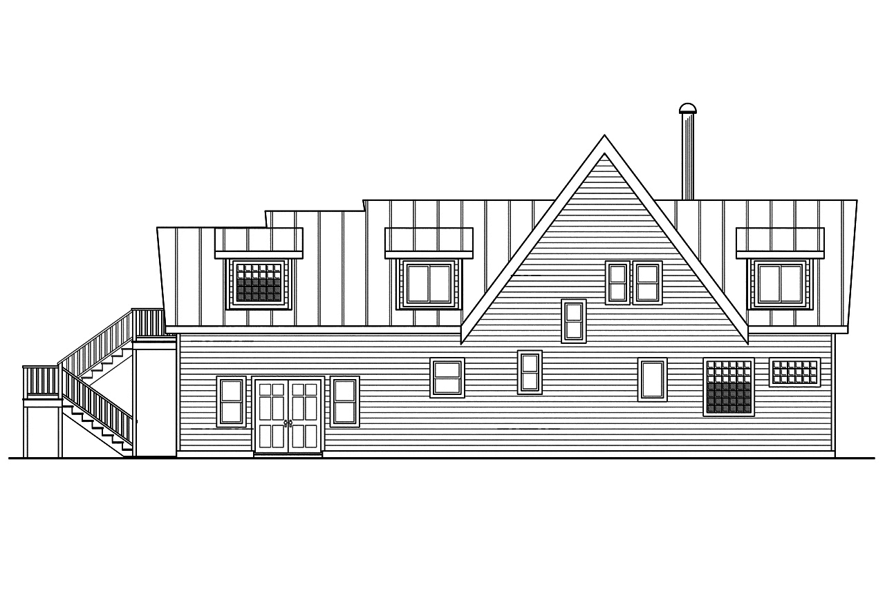Home Plan Rear Elevation of this 3-Bedroom,1680 Sq Ft Plan -108-1746