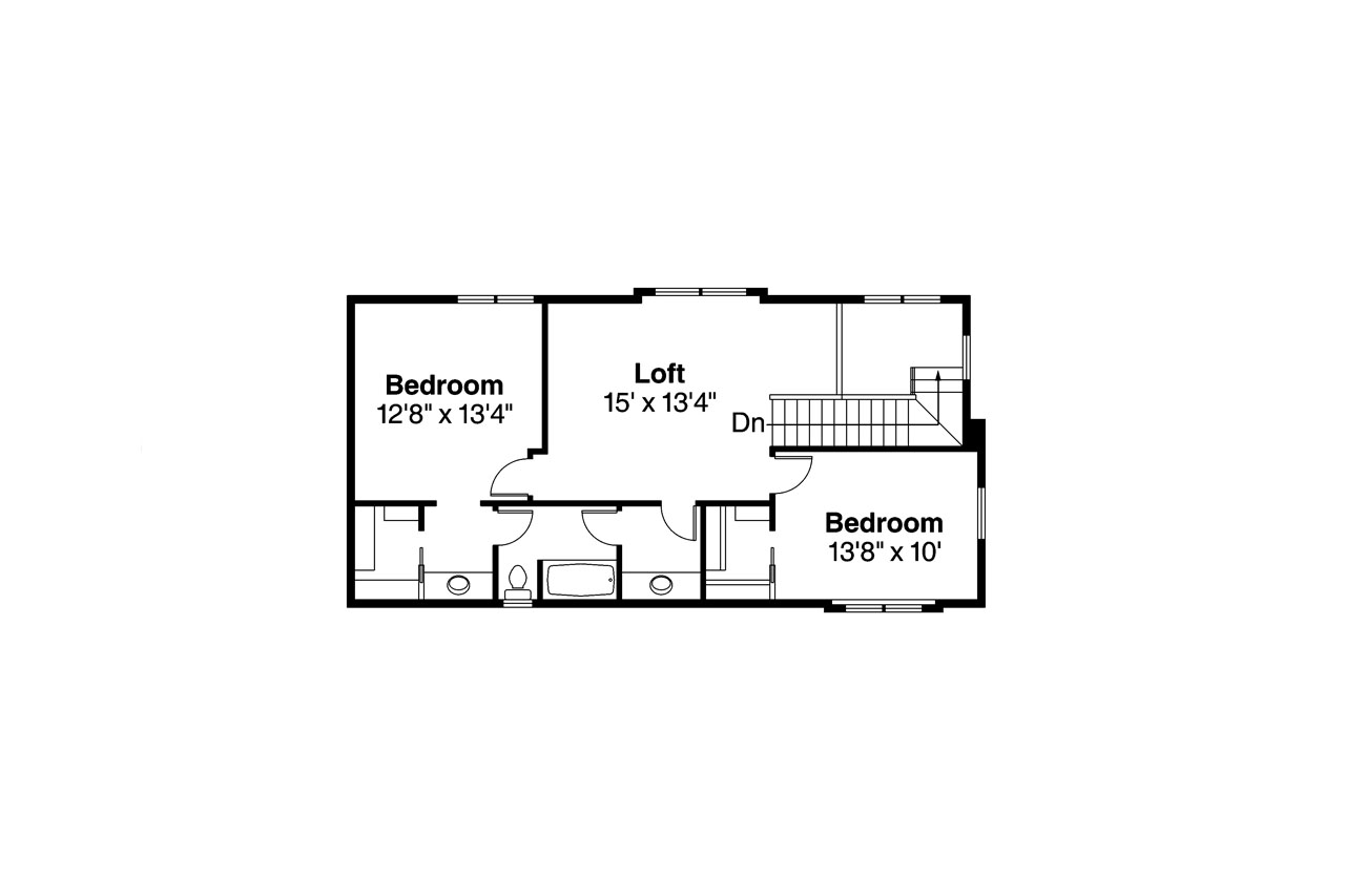 Floor Plan Second Story of Mediterranean Plan #108-1747