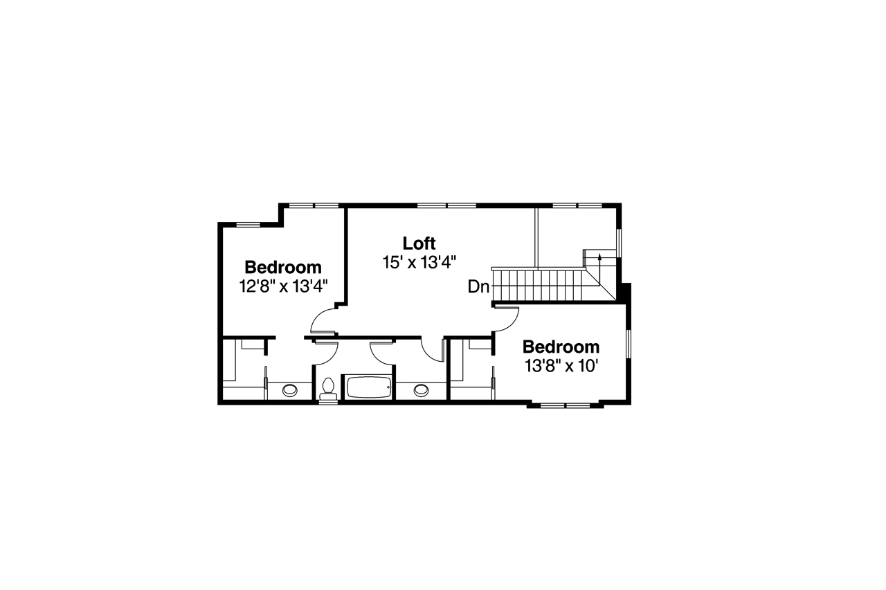 Floor Plan Second Story of Contemporary Plan #108-1748