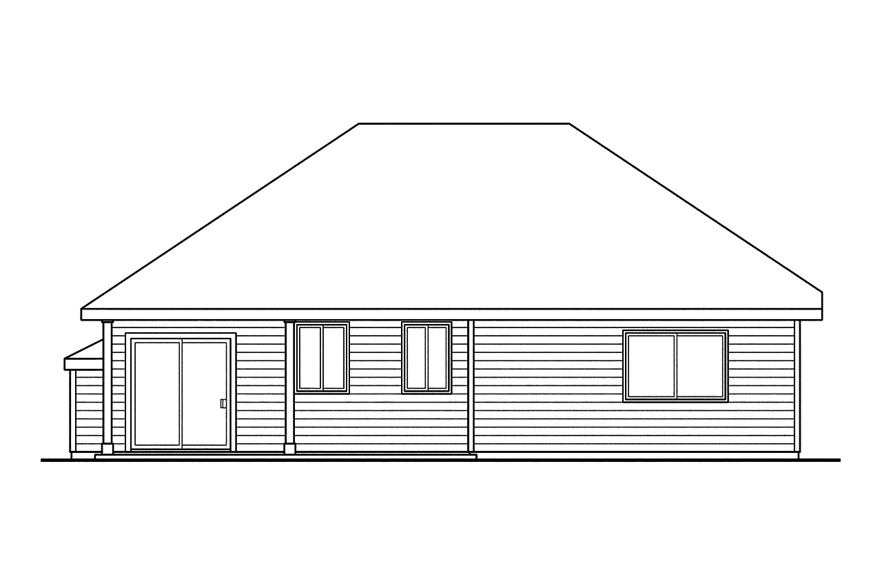 Home Plan Rear Elevation of this 3-Bedroom,1369 Sq Ft Plan -108-1750