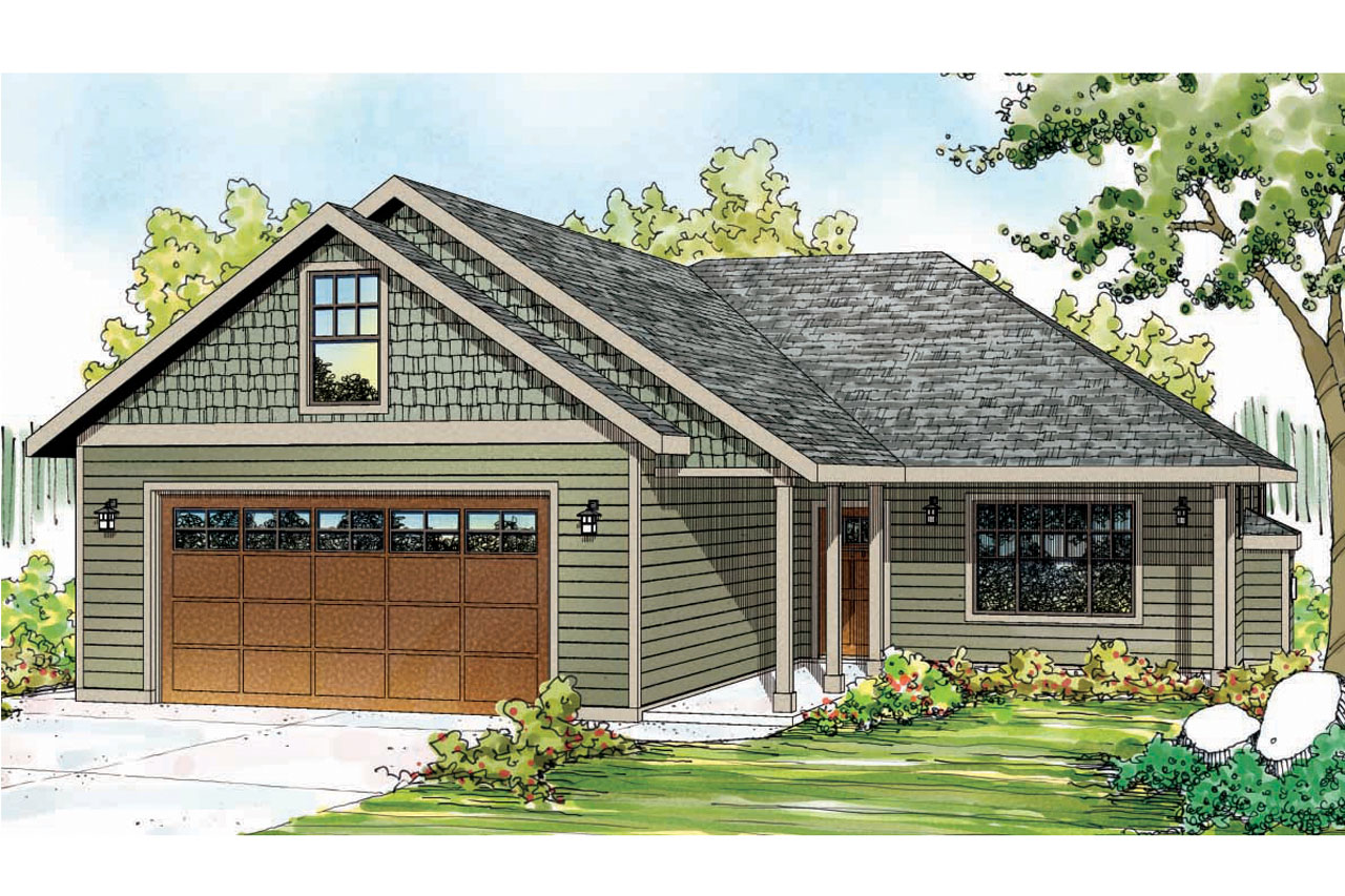 Front elevation of Ranch home (ThePlanCollection: House Plan #108-1750)