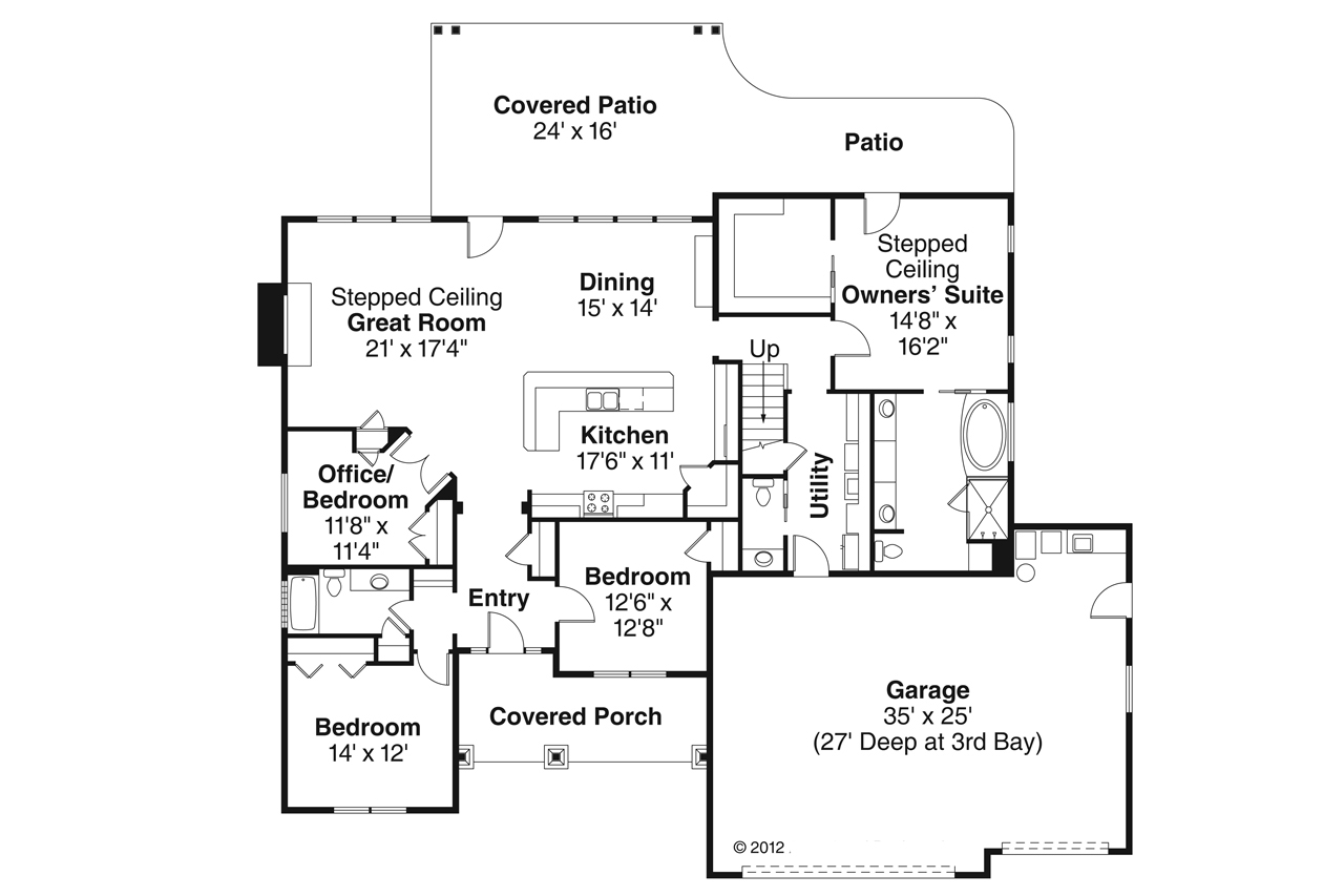 Floor Plan First Story of Ranch Plan #108-1751