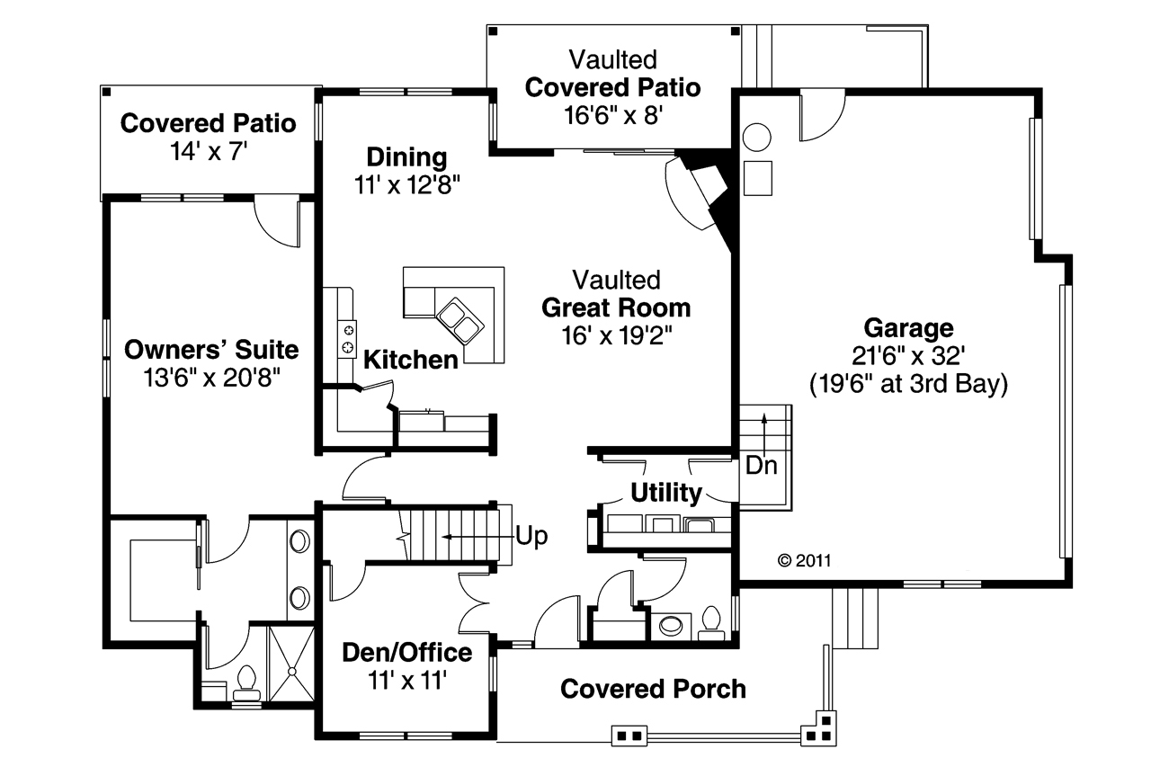 Floor Plan First Story of Country Plan #108-1752