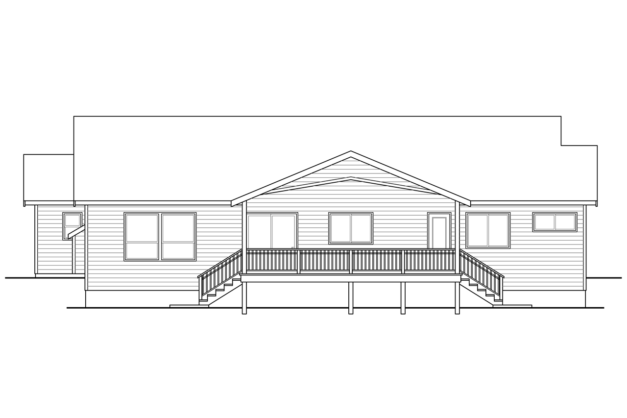 Home Plan Rear Elevation of this 3-Bedroom,1639 Sq Ft Plan -108-1753