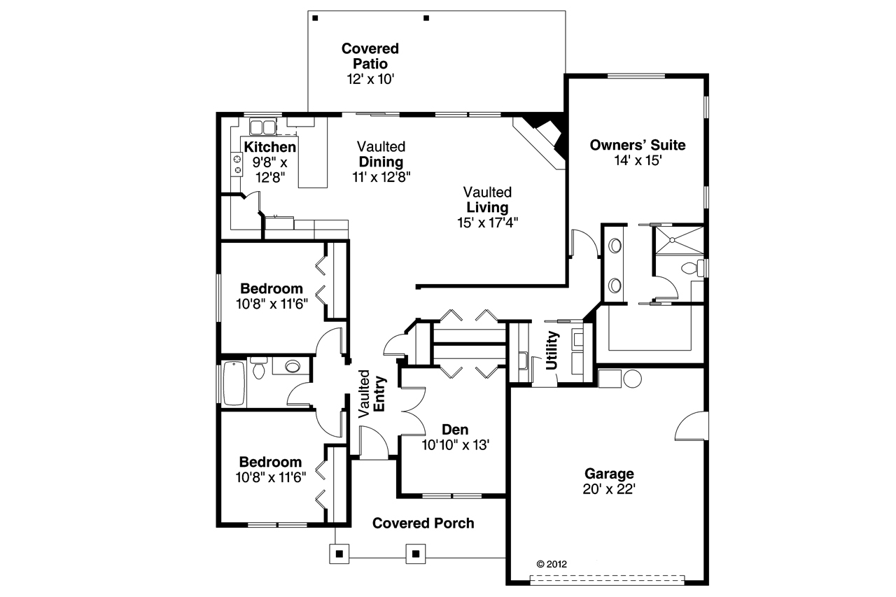 Floor Plan First Story of Ranch Plan #108-1754