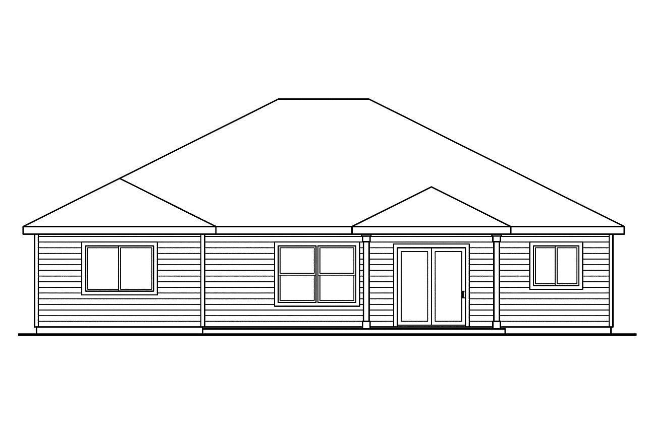 Home Plan Rear Elevation of this 3-Bedroom,1864 Sq Ft Plan -108-1754