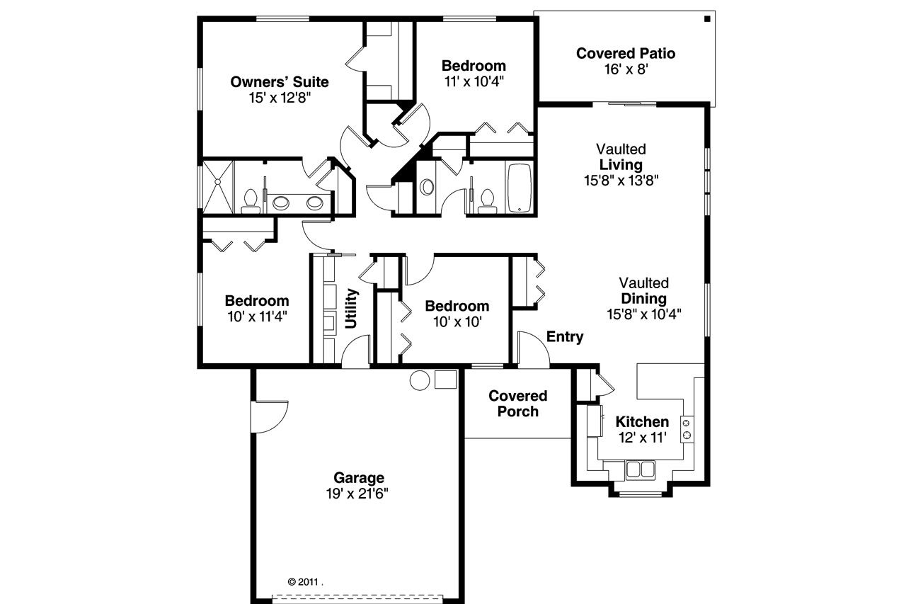 Floor Plan First Story of Ranch Plan #108-1755
