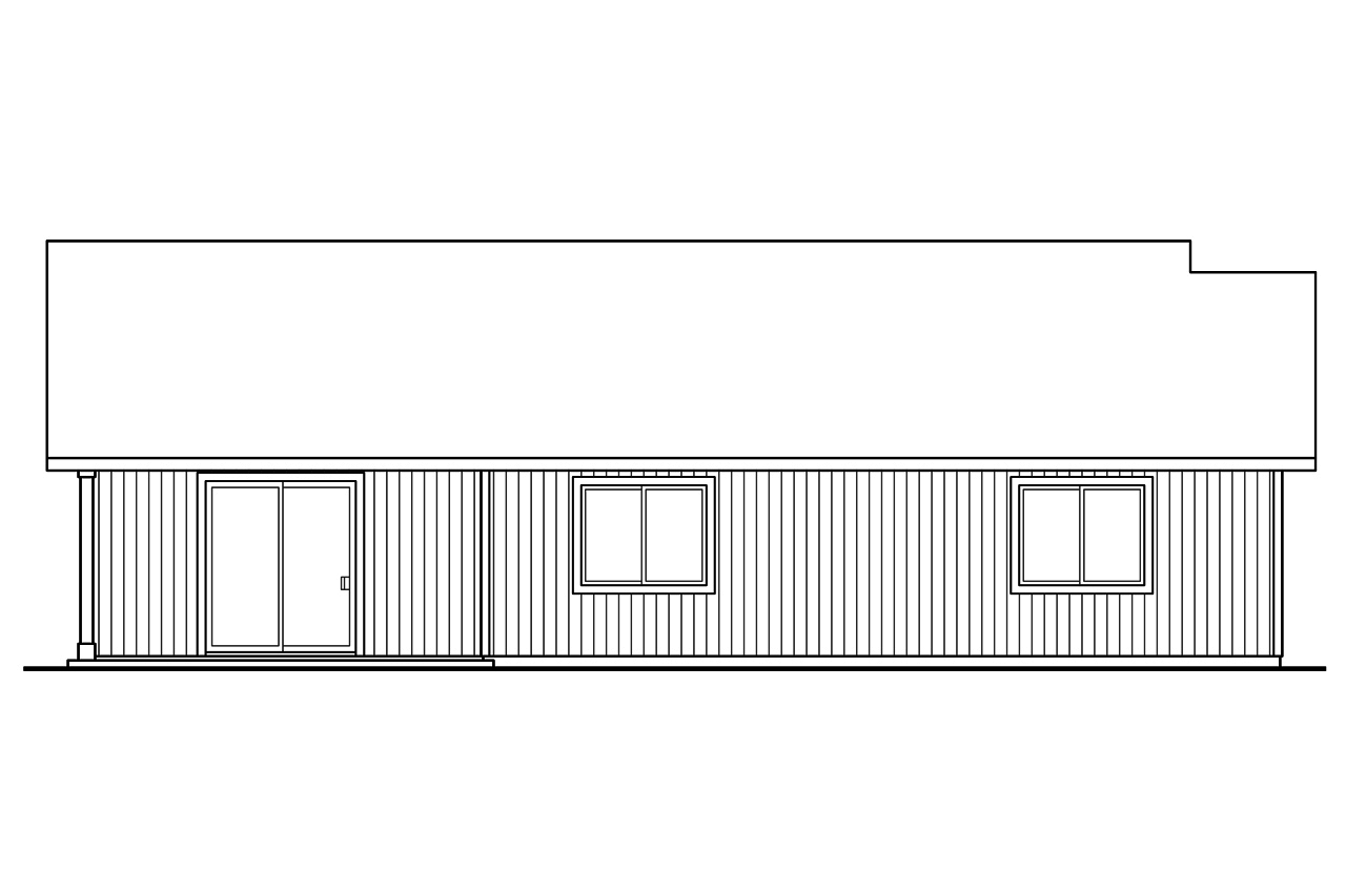 Home Plan Rear Elevation of this 4-Bedroom,1605 Sq Ft Plan -108-1755