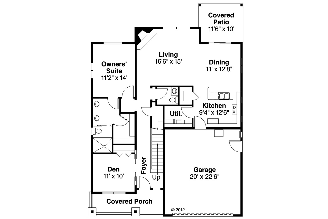 Floor Plan First Story of Country Plan #108-1756