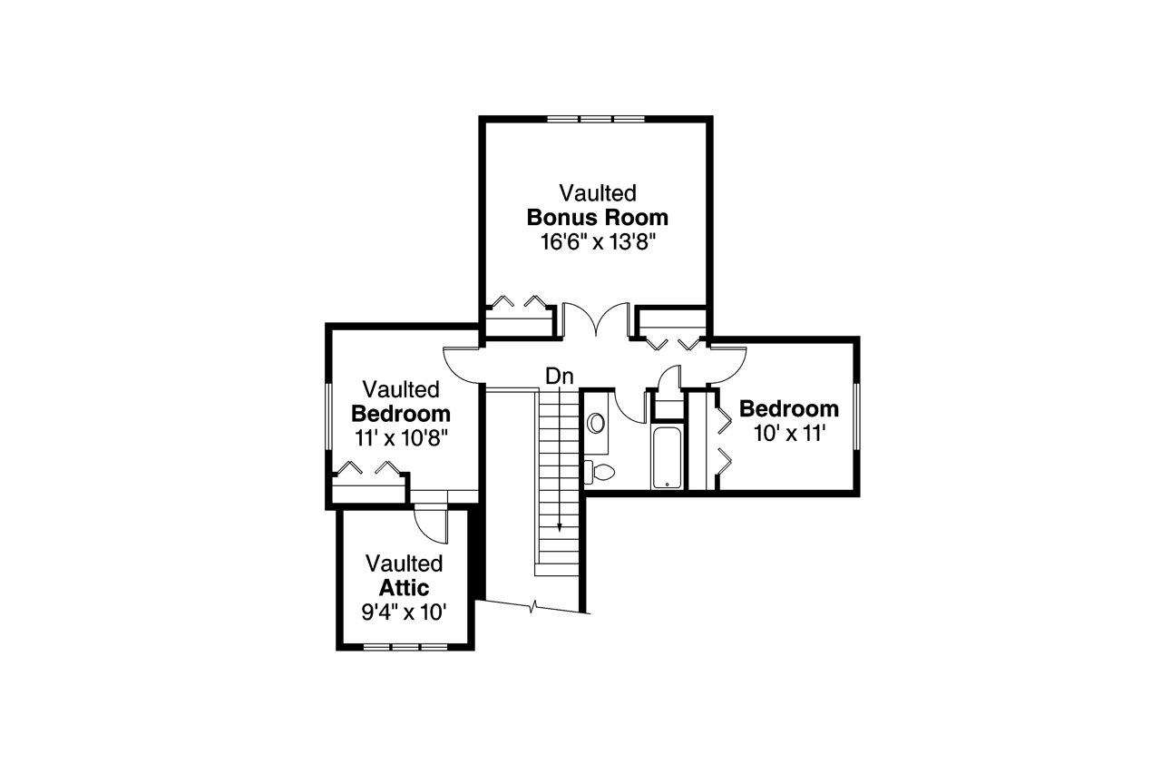 Floor Plan Second Story of Country Plan #108-1756