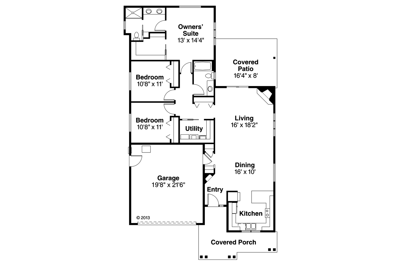 Floor Plan First Story of Cottage Plan #108-1757