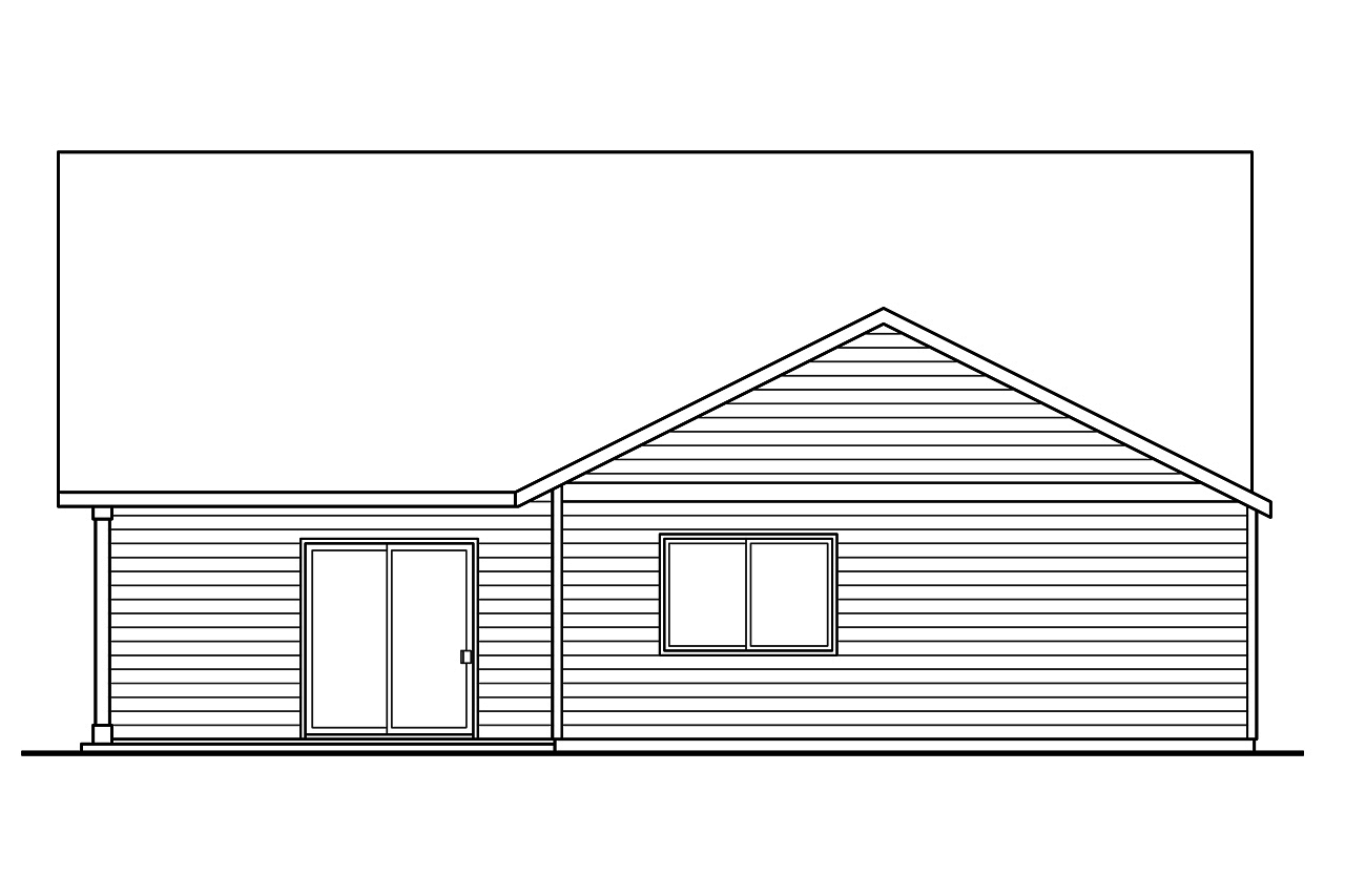 Home Plan Rear Elevation of this 3-Bedroom,1603 Sq Ft Plan -108-1757