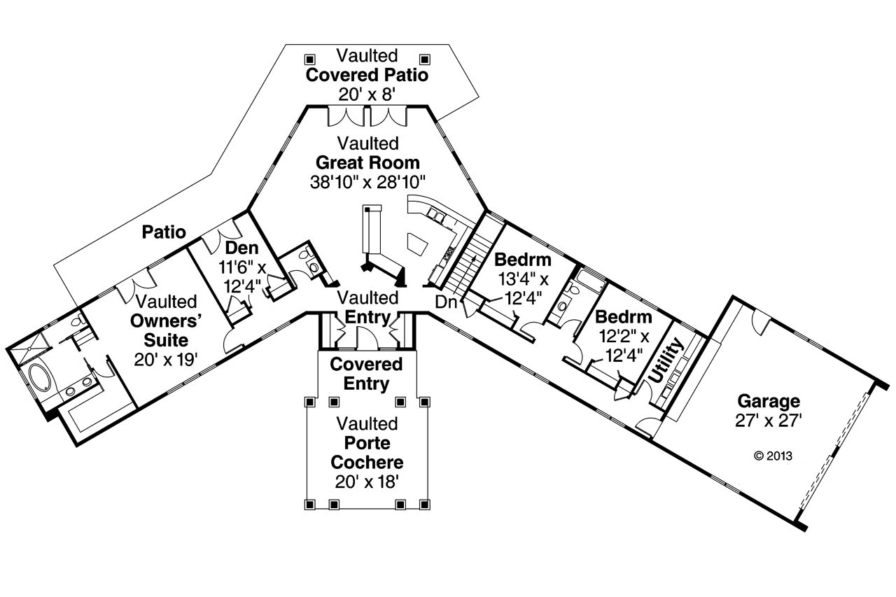 Floor Plan First Story of Contemporary Plan #108-1758
