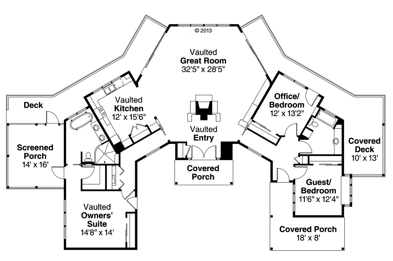 Floor Plan First Story of Prairie Plan #108-1759