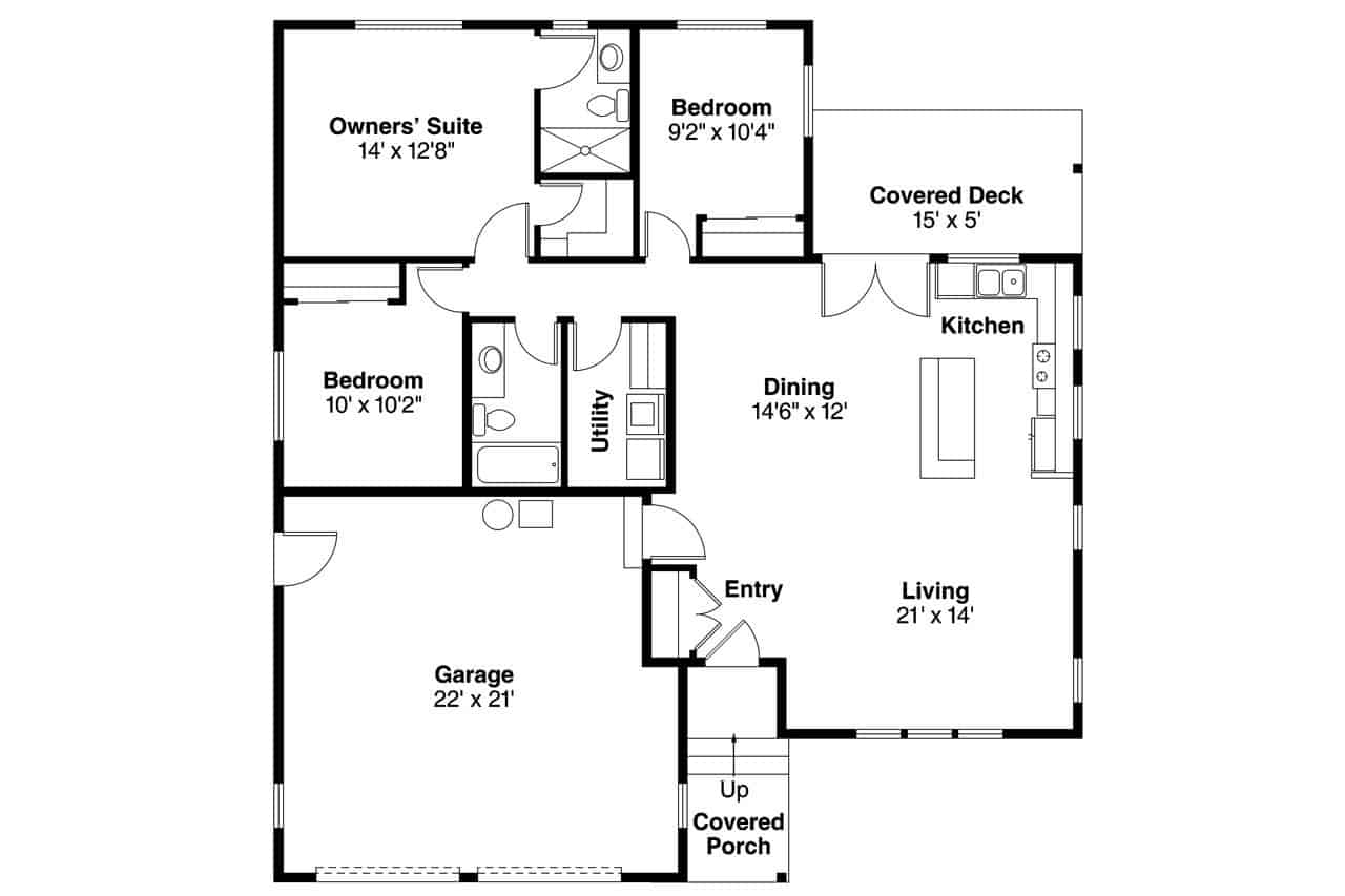 Floor Plan First Story of Ranch Plan #108-1761