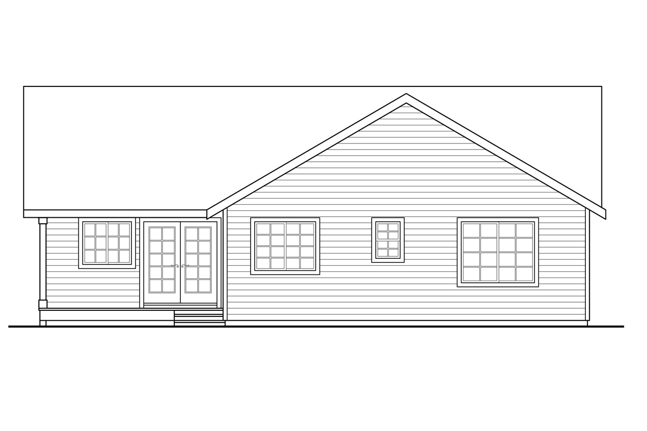 Home Plan Rear Elevation of this 3-Bedroom,1298 Sq Ft Plan -108-1761