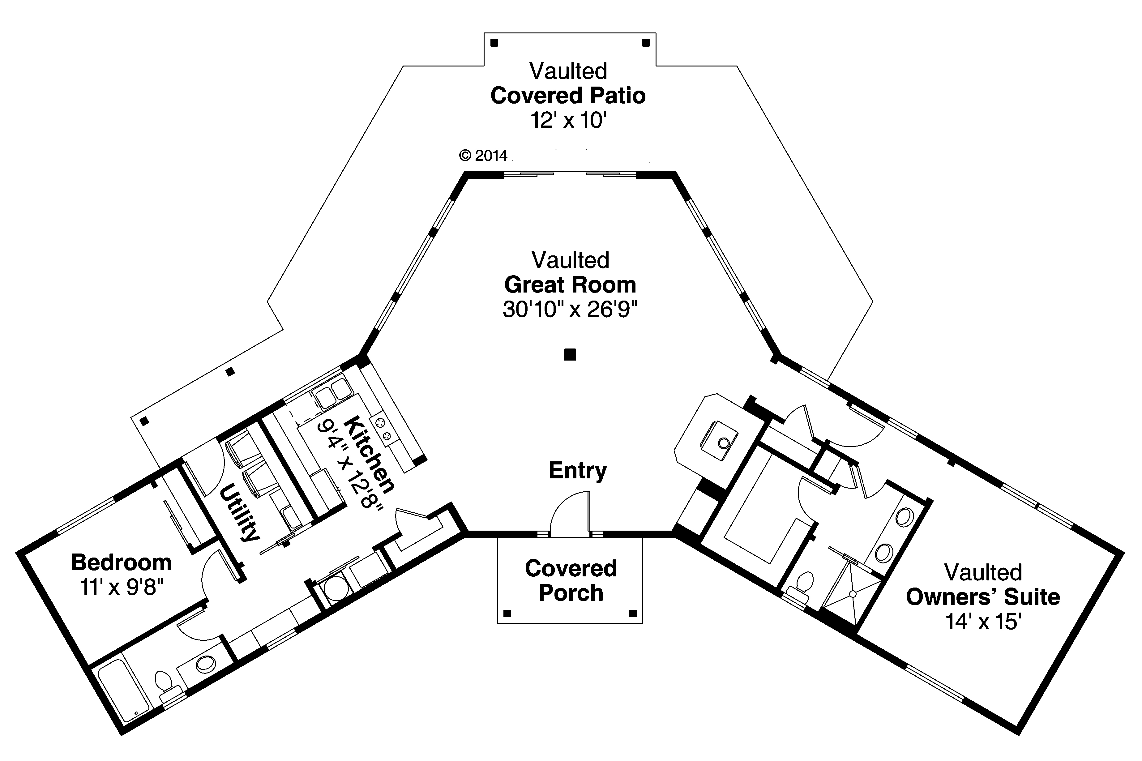 Floor Plan First Story of Ranch Plan #108-1762