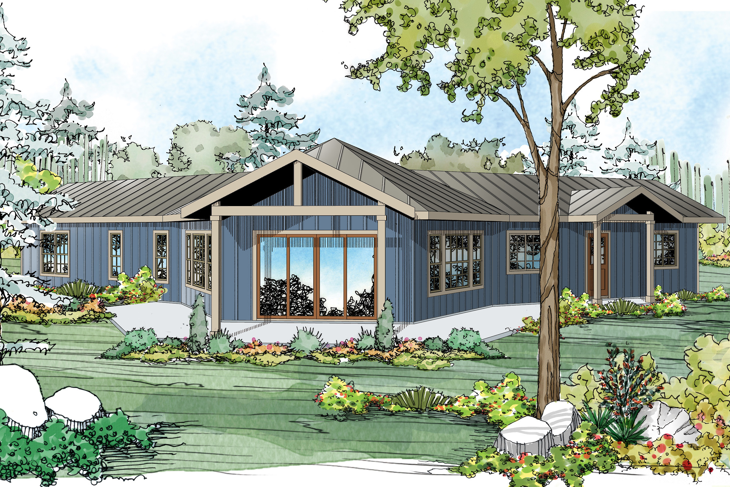 Front elevation of Ranch home (ThePlanCollection: House Plan #108-1762)