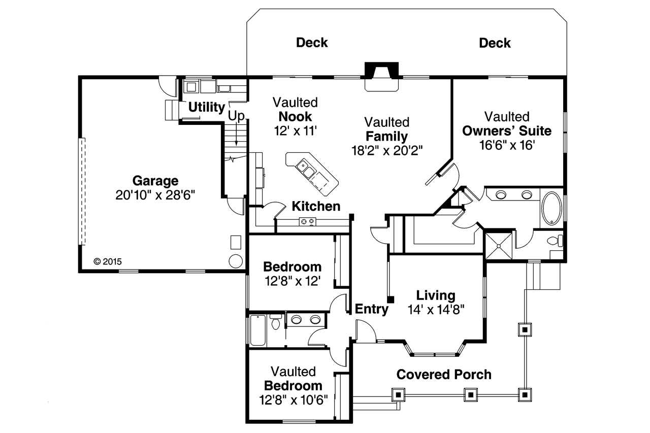 Floor Plan First Story of Country Plan #108-1763