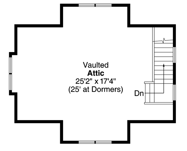 Floor Plan Second Story of Craftsman Plan #108-1770