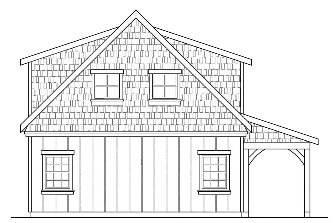 Home Plan Rear Elevation of this 0-Bedroom,594 Sq Ft Plan -108-1770