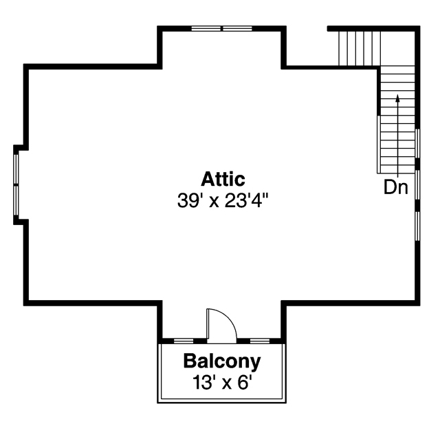 Floor Plan Second Story of Craftsman Plan #108-1771
