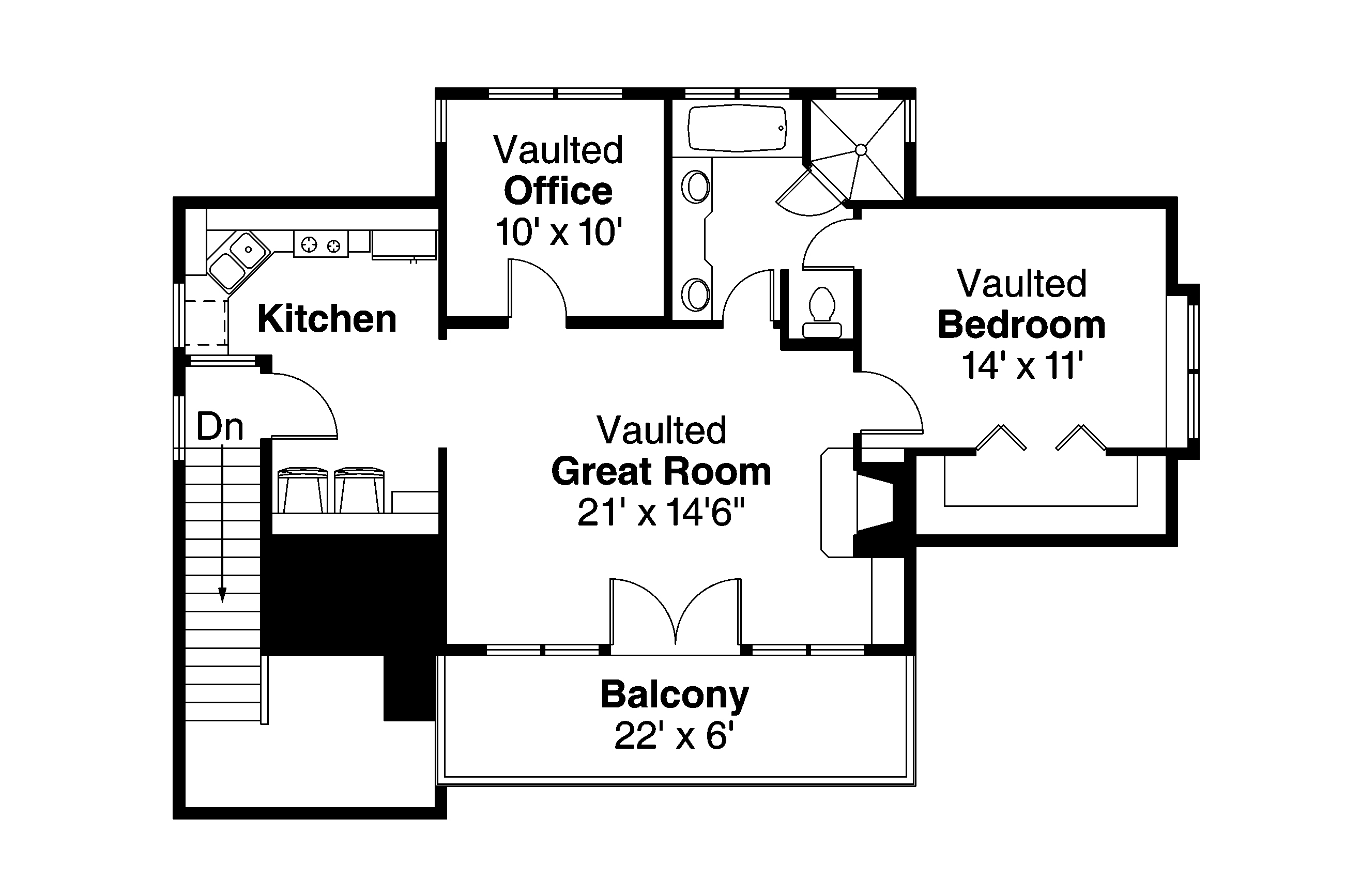 Floor Plan Second Story of Craftsman Plan #108-1775