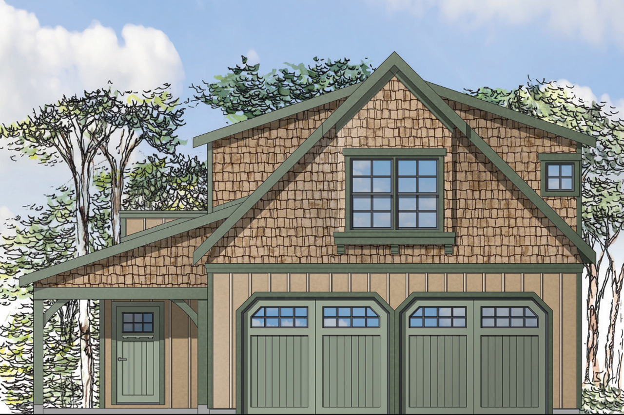 Front elevation of Craftsman home (ThePlanCollection: House Plan #108-1775)