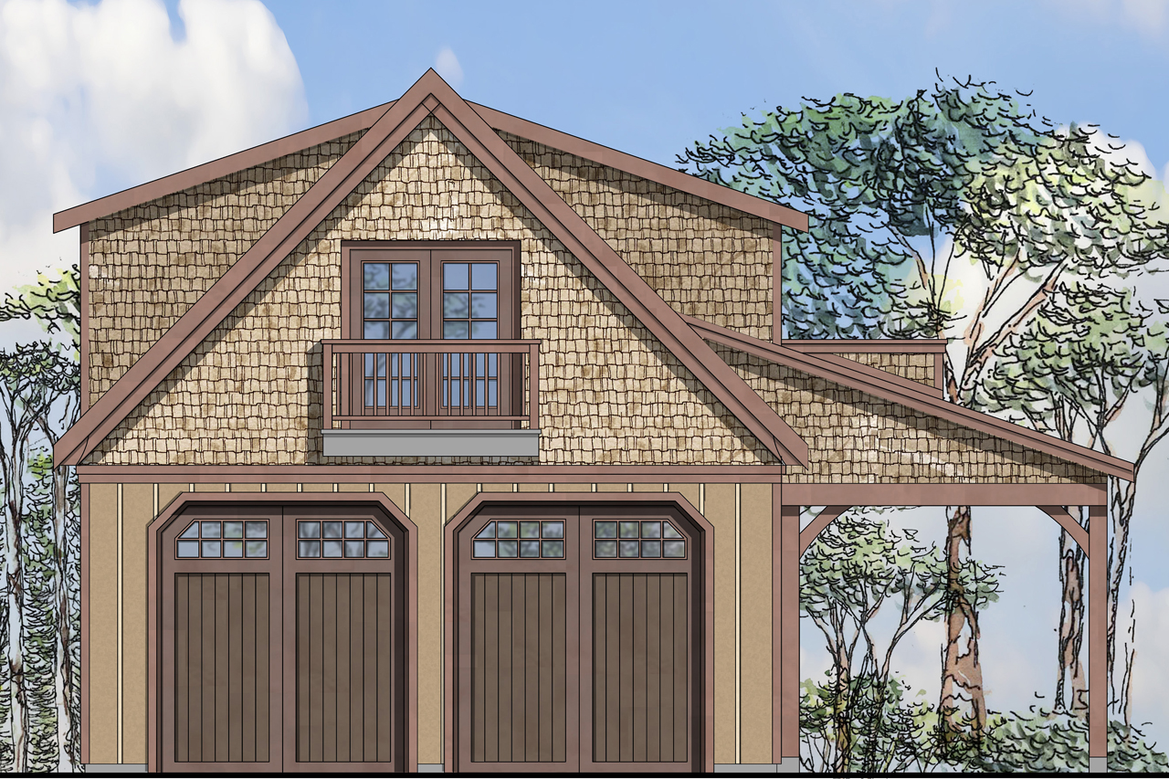 Front elevation of Garage w/Apartments home (ThePlanCollection: House Plan #108-1776)