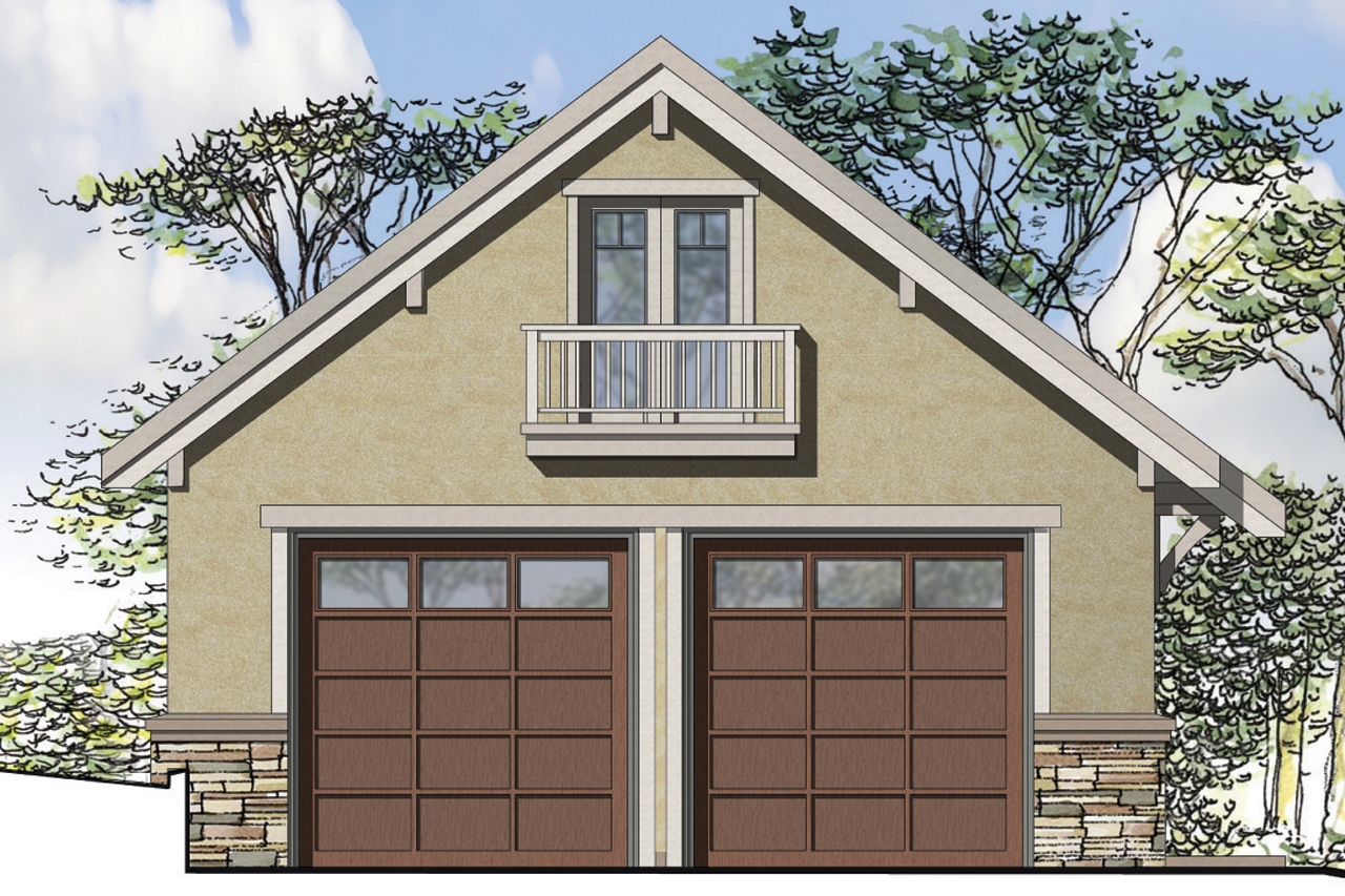 Front elevation of European garage (ThePlanCollection: House Plan #108-1780)