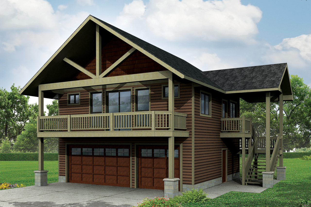 Front elevation of Garage w/Apartments home (ThePlanCollection: House Plan #108-1784)