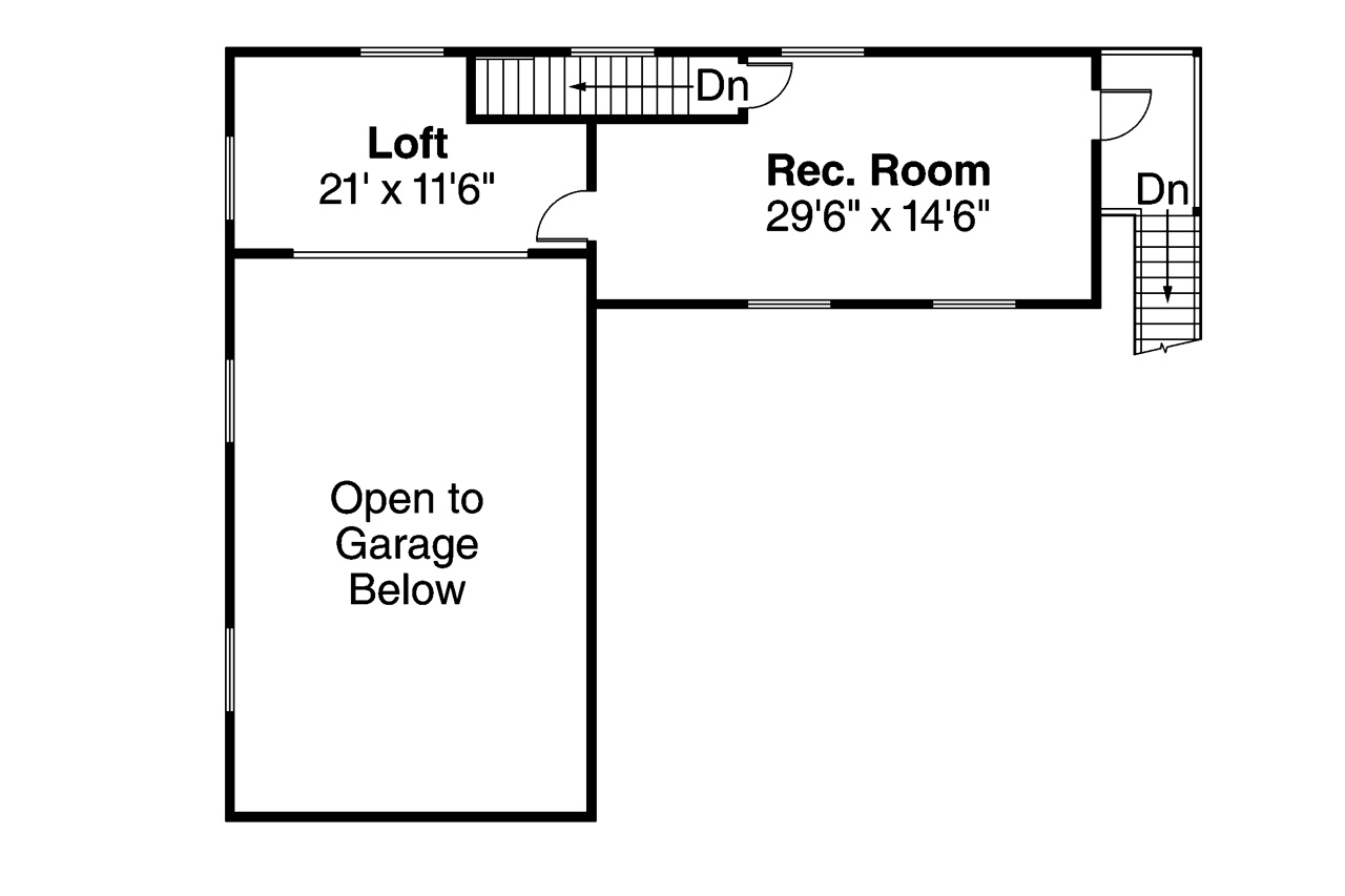 Floor Plan Second Story of Craftsman Plan #108-1785