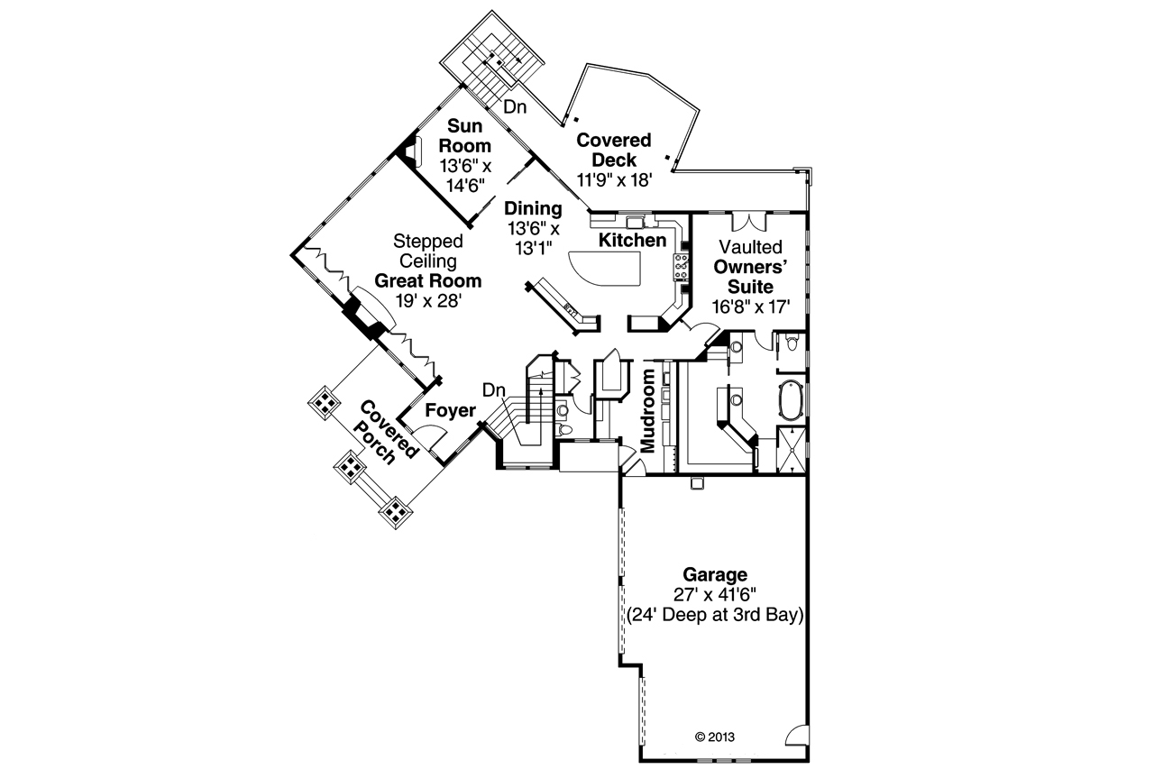 Floor Plan First Story of Shingle Plan #108-1788