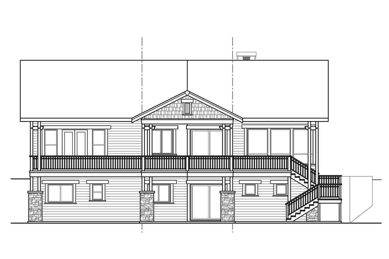 Home Plan Rear Elevation of this 4-Bedroom,4197 Sq Ft Plan -108-1788