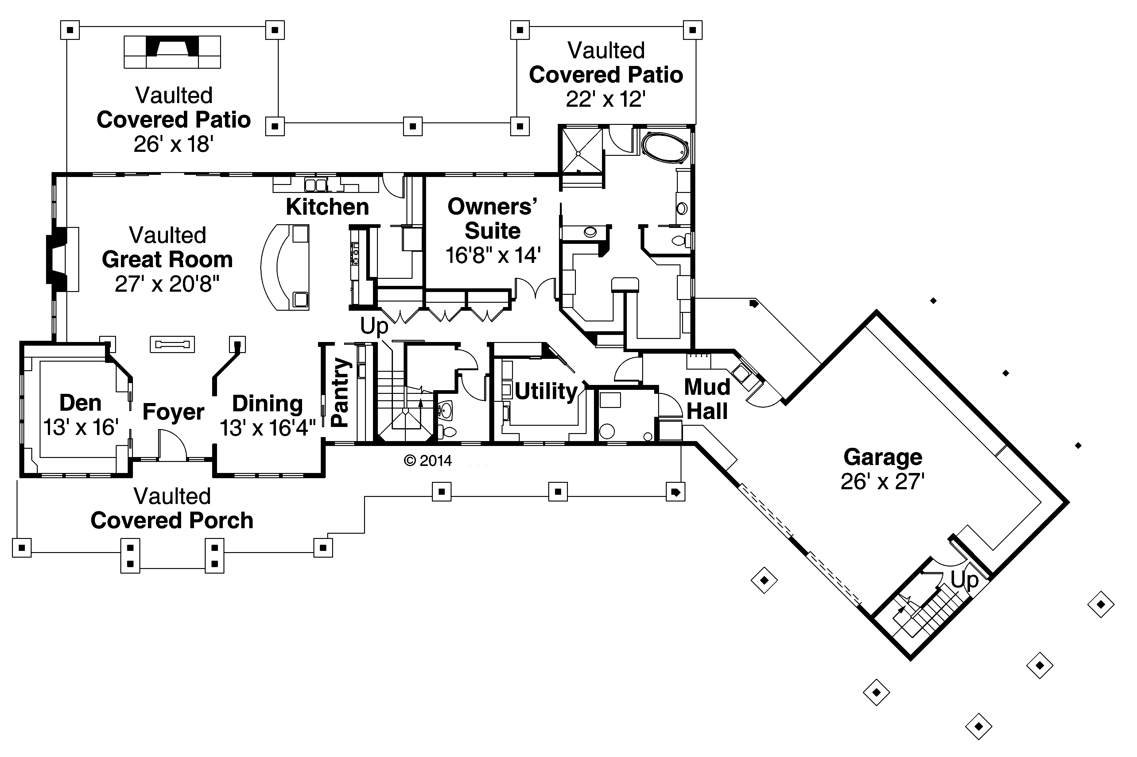 Floor Plan First Story of Craftsman Plan #108-1789