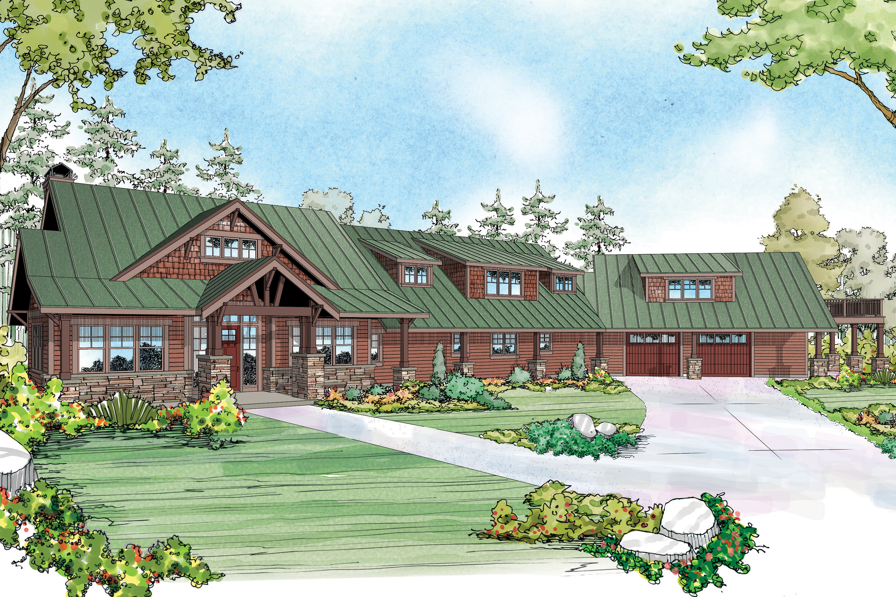 Front View of this 3-Bedroom, 3815 Sq Ft Plan - 108-1789