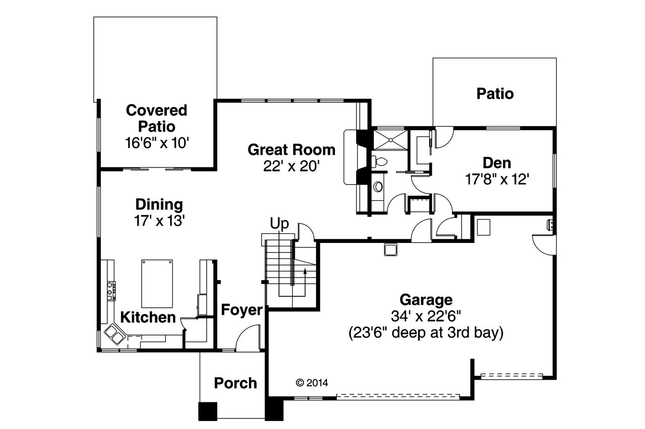 Floor Plan First Story of Prairie Plan #108-1791