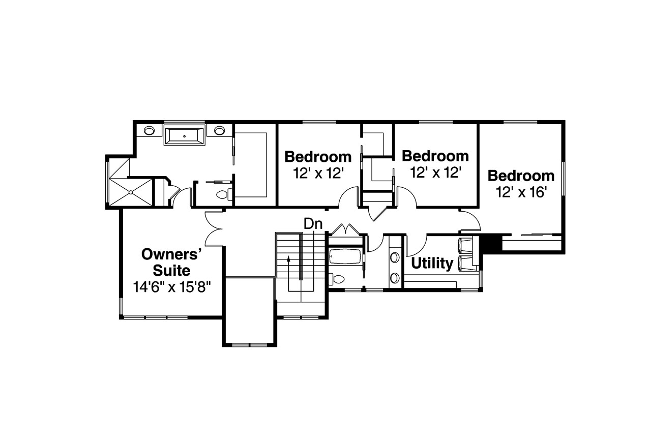 Floor Plan Second Story of Prairie Plan #108-1791