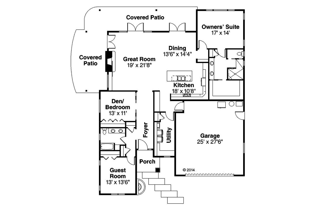 Floor Plan First Story of Prairie Plan #108-1792