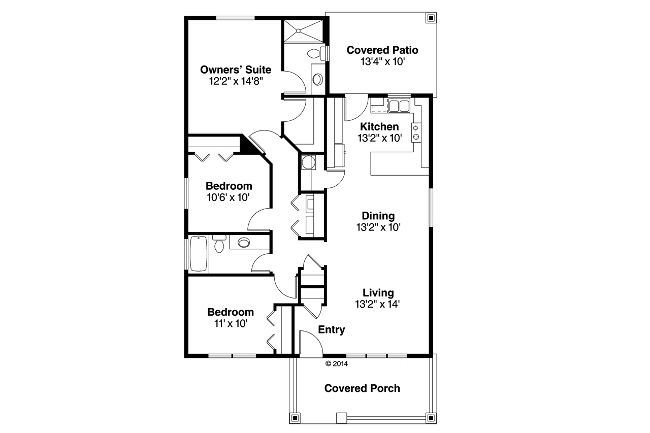 Floor Plan First Story of Cottage Plan #108-1793