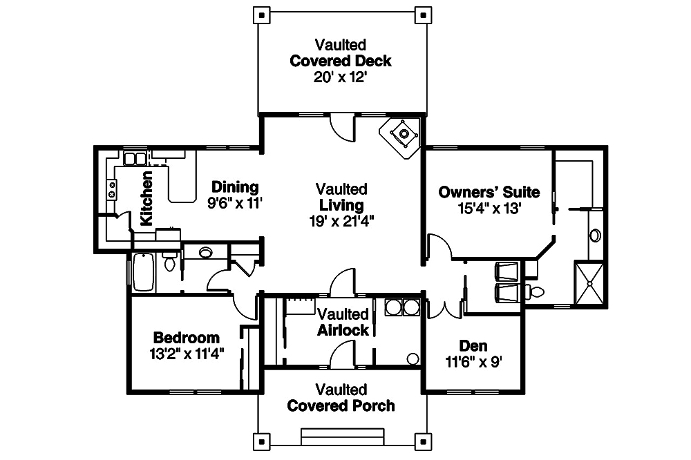 Floor Plan First Story of Prairie Plan #108-1800