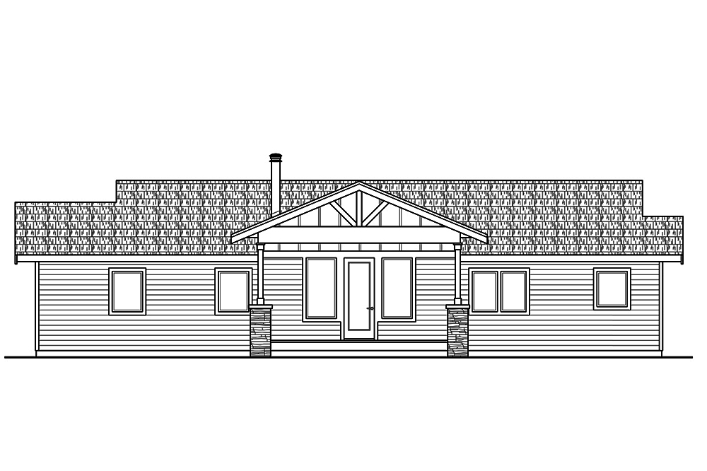 Home Plan Rear Elevation of this 2-Bedroom,1712 Sq Ft Plan -108-1800