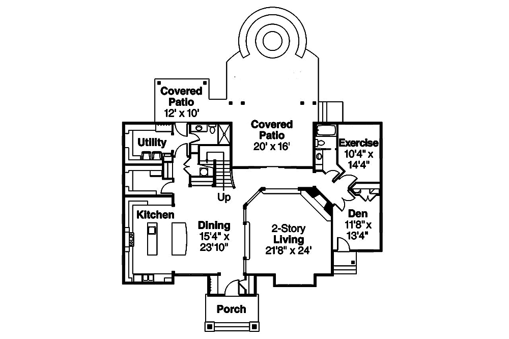 Floor Plan First Story of Craftsman Plan #108-1801