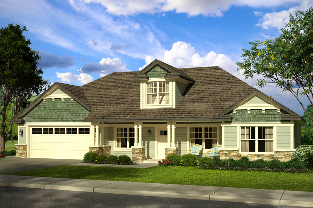 Front elevation of Ranch home (ThePlanCollection: House Plan #108-1803)