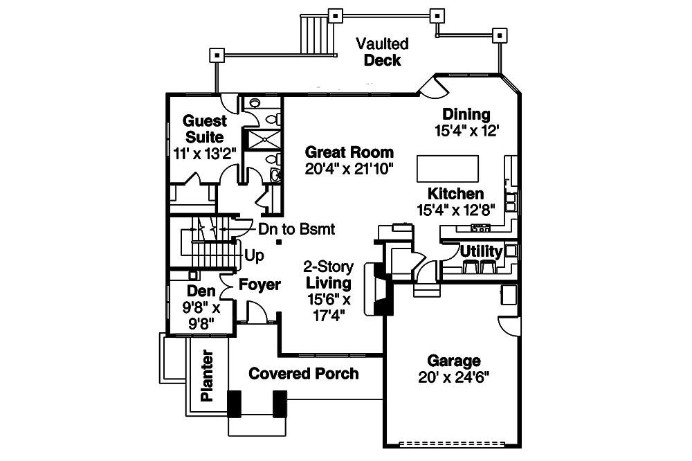 Floor Plan First Story of Mediterranean Plan #108-1804