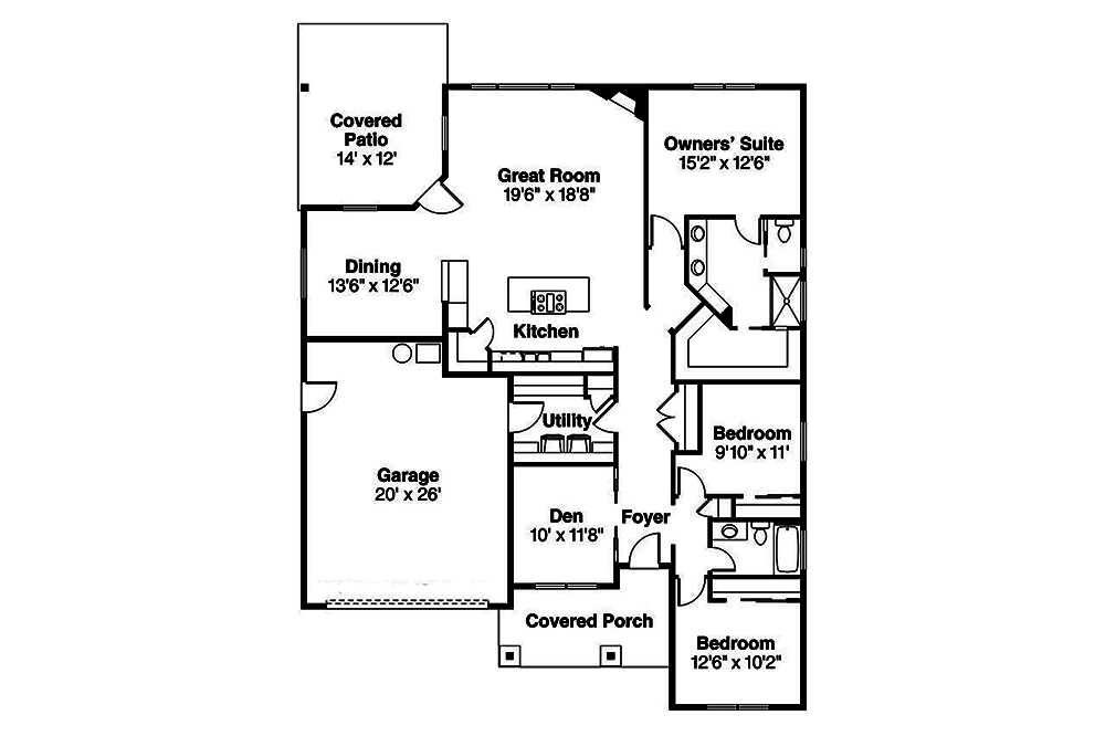 Floor Plan First Story of Country Plan #108-1805