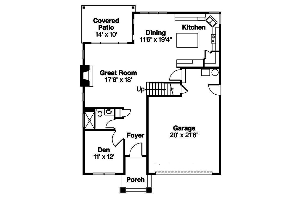 Floor Plan First Story of Traditional Plan #108-1806