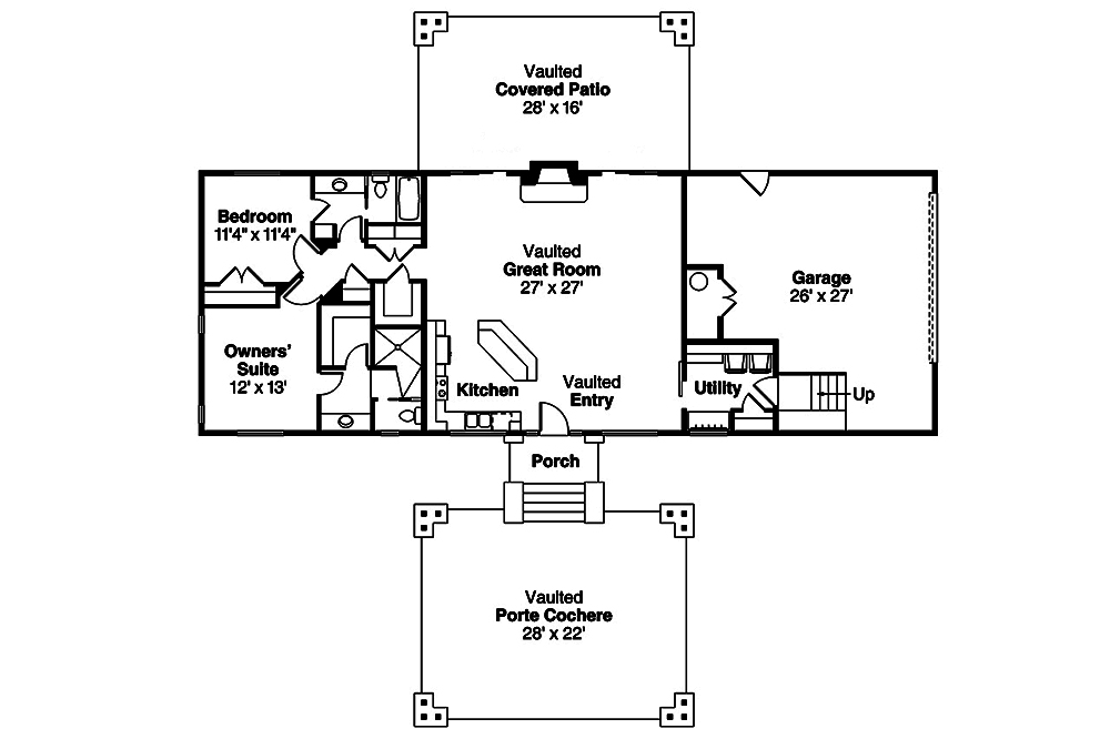 Floor Plan First Story of Cottage Plan #108-1807