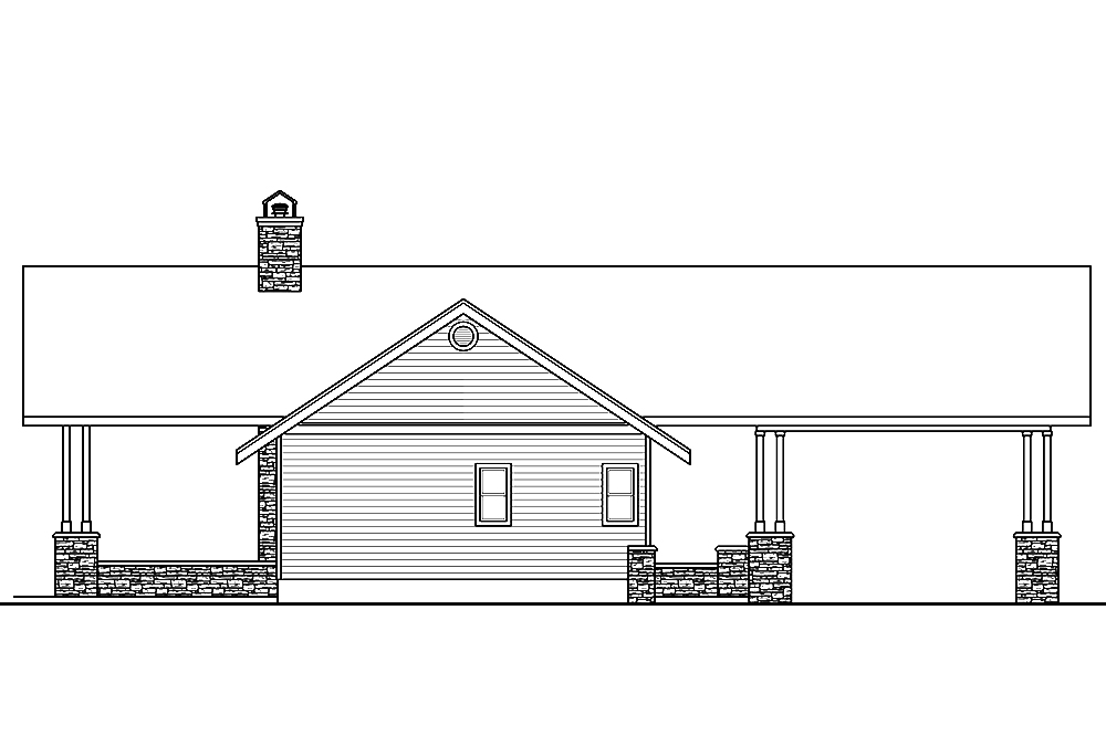 Home Plan Left Elevation of this 2-Bedroom,1545 Sq Ft Plan -108-1807