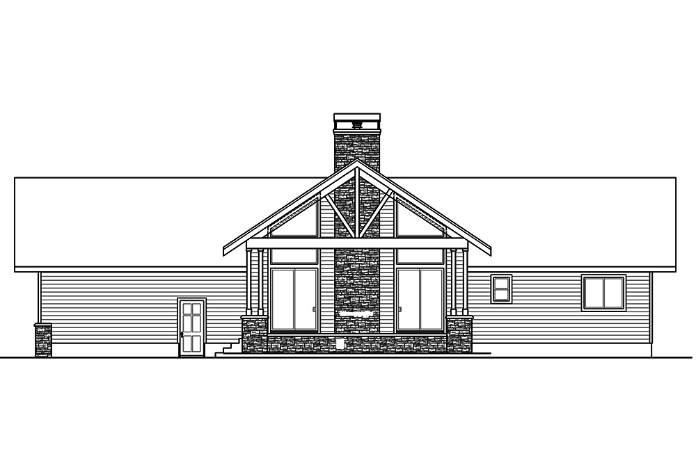 Home Plan Rear Elevation of this 2-Bedroom,1545 Sq Ft Plan -108-1807